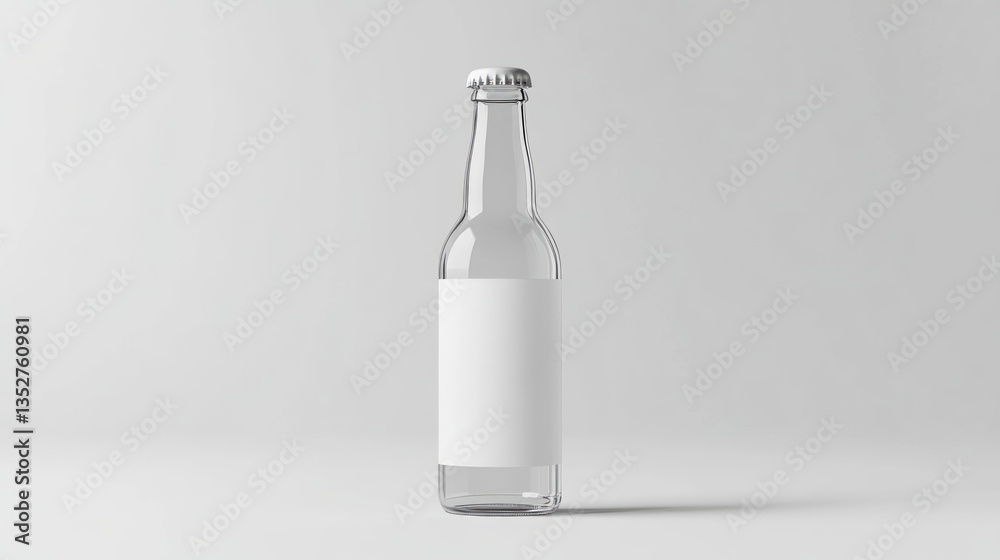 Fototapeta premium Clear longneck beer bottle mockup with blank label.