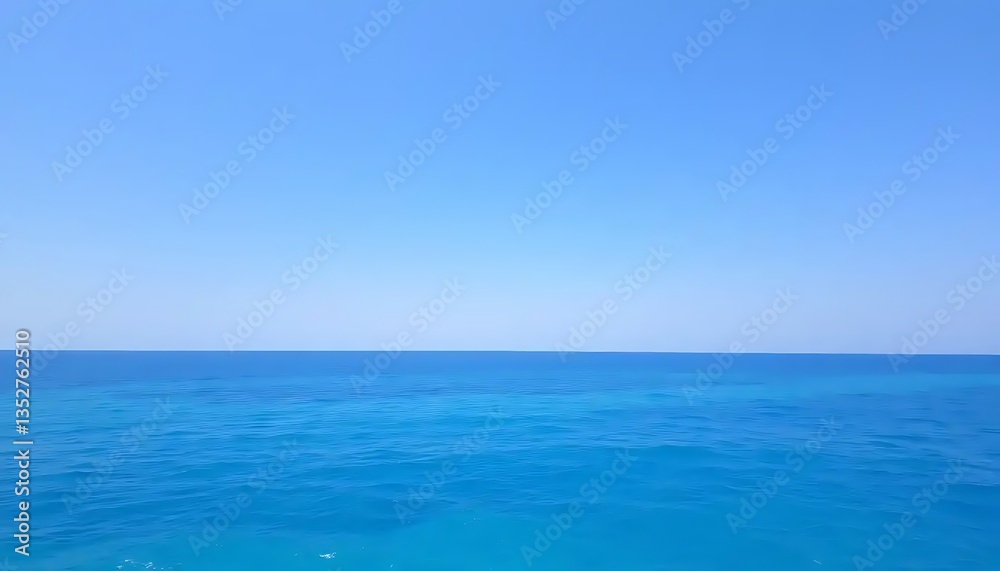 A captivating expanse of cyan sea meets a serene azure sky on the horizon A captivating expanse of cyan sea meets a serene azure sky on the horizon