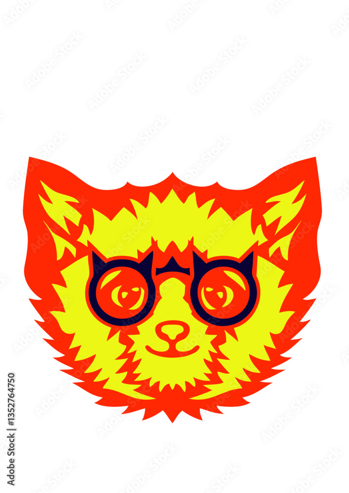 Fototapeta premium chat lunette dessin