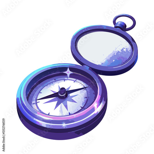 illustration of antique style compass, direction instrument
