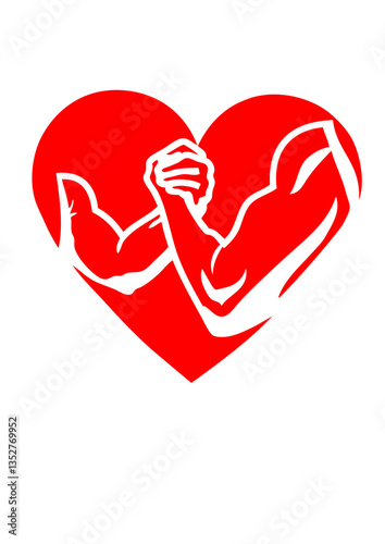 Bras de fer logo club coeur love aime