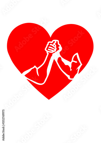 Bras de fer logo club coeur love aime