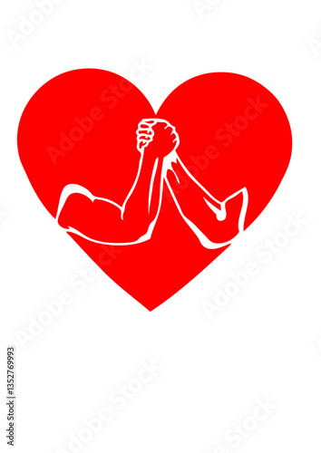 Bras de fer logo club coeur love aime