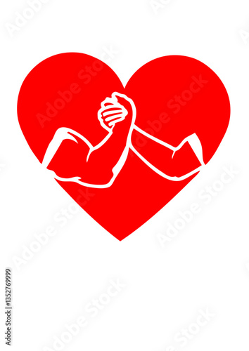 Bras de fer logo club coeur love aime