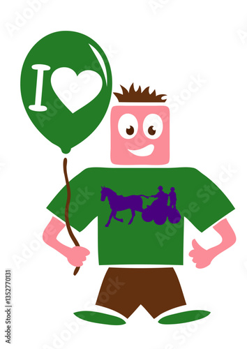 equitation attelage love personnage rigolo smiley coeur baudruche