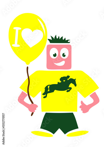 equitation cheval saut love personnage rigolo smiley coeur baudruche