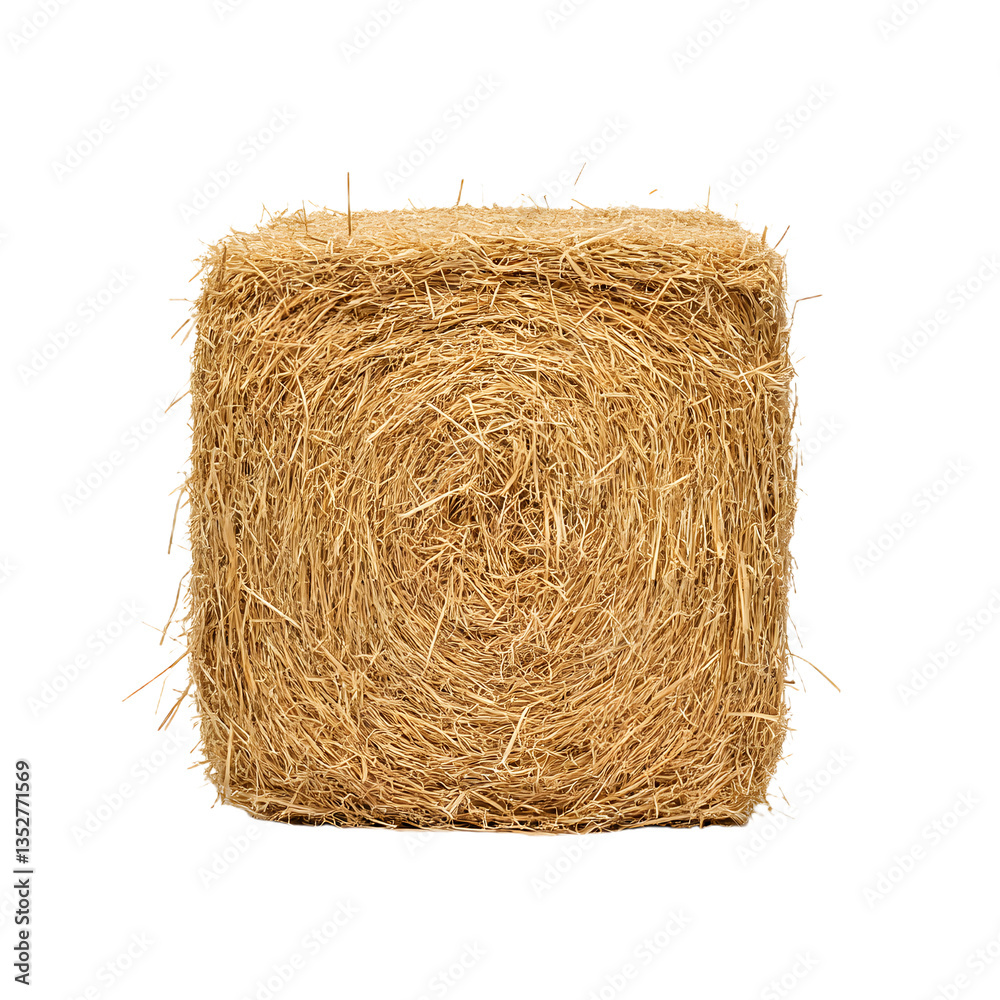 Square Bale of Hay: A rectangular bale shows the tightly packed stalks of hay. Harvested and bound, providing winter feed for farm animals. Square Bale of Hay: A rectangular bale shows the tightly packed stalks of hay. Harvested and bound, providing winter feed for farm animals.