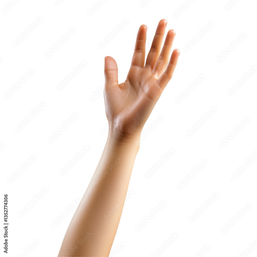 Extended hand reaching out against a clean white background for invitation or assistance, Extended hand isolated on white background Extended hand reaching out against a clean white background for invitation or assistance, Extended hand isolated on white background