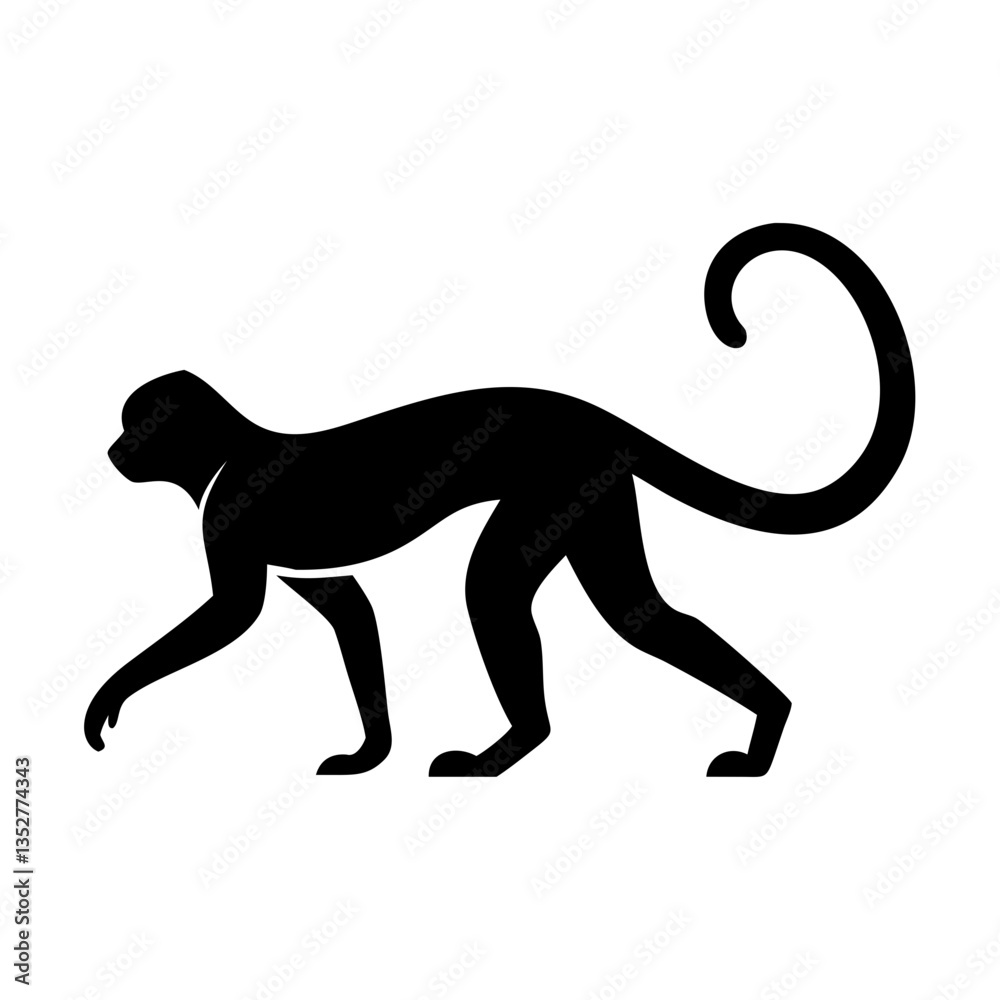 Obraz premium capuchin monkey silhouette: ideal for wildlife projects, tropical themes, educational materials, and creative branding 