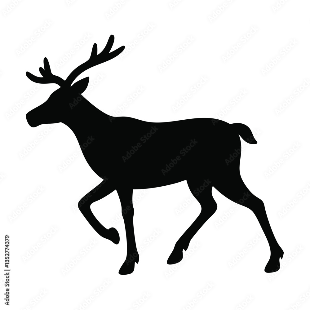 Obraz premium reindeer silhouette: ideal for winter themes, wildlife projects, holiday decorations, and rustic branding 