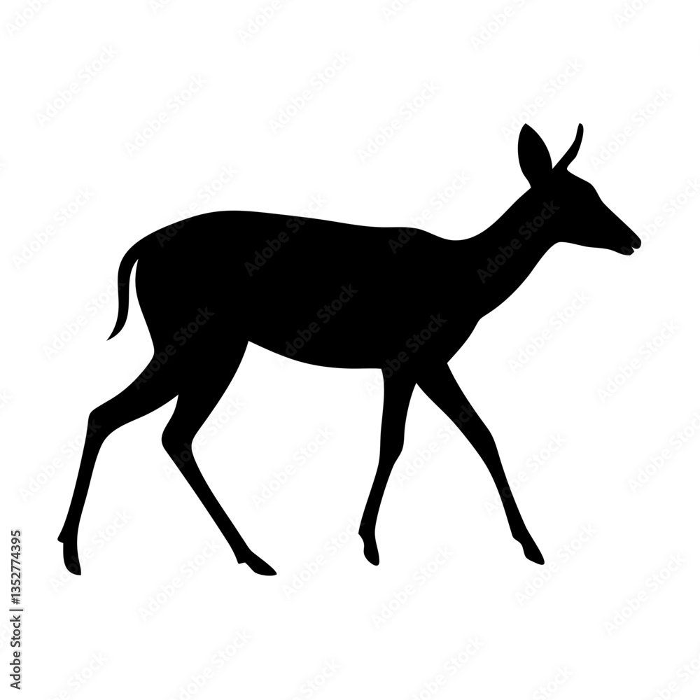 Obraz premium muntjac deer silhouette: ideal for wildlife projects, forest themes, educational designs, and rustic branding 