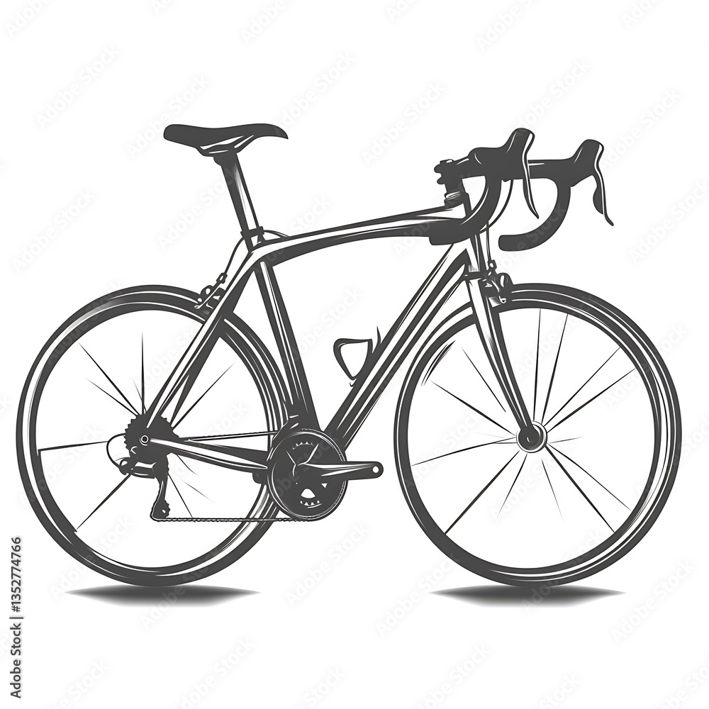 Obraz premium Sleek Road Bicycle Design Illustration in Monochrome