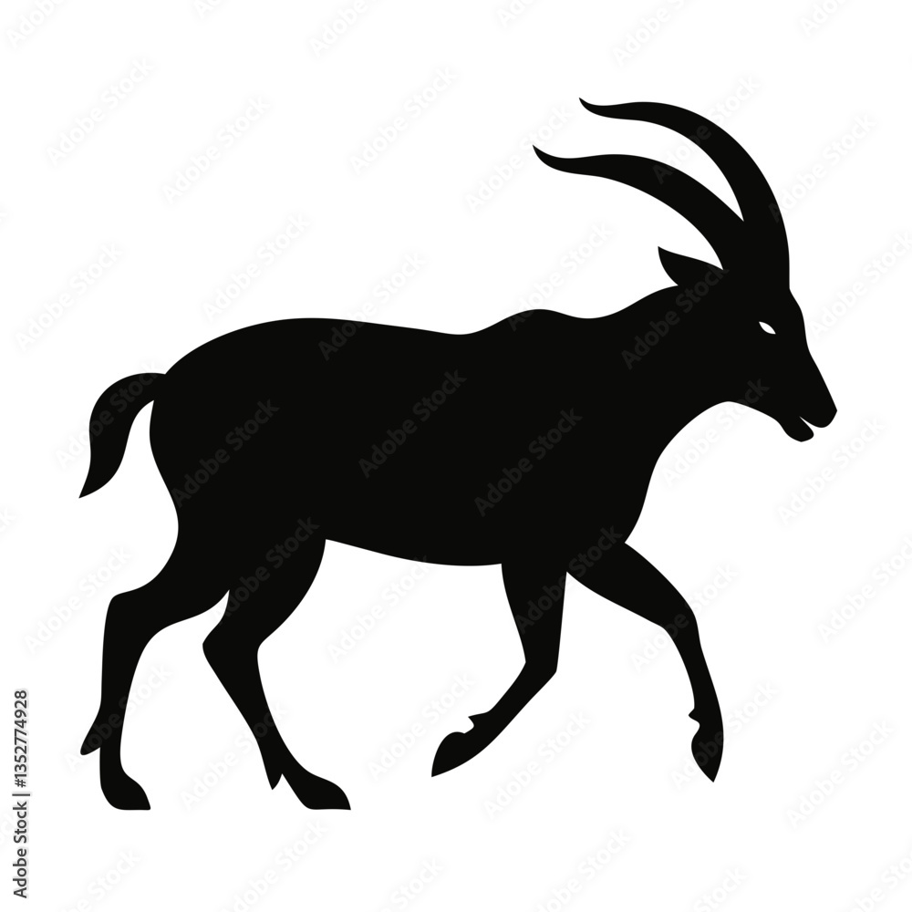 black silhouette of a markhor walking with majestic twisted horns – ideal for wildlife-themed illustrations, eco-conscious branding, educational materials, and nature-inspired designs.
black silhouette of a markhor walking with majestic twisted horns – ideal for wildlife-themed illustrations, eco-conscious branding, educational materials, and nature-inspired designs.