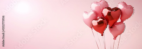 Valentine's Day hearts balloons with copyspace, Saint Valentine and love background concept, blank space, HD