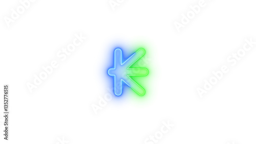 Kip sign icon glowing neon blue green gradient color