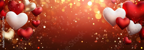 Valentine's Day hearts with copy space, Saint Valentine background concept, blank space, HD