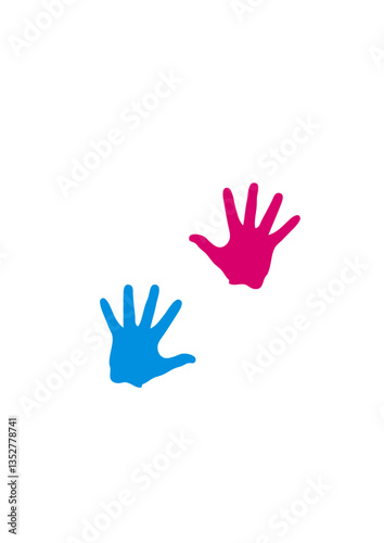 Petite main rose bleu garcon fille