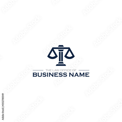 Law logo with pillars and Ballance of justice symbol concept lawyer and law office