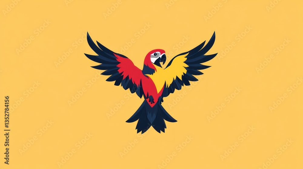 Fototapeta premium Vibrant Parrot in Flight with Bold Colors and Dynamic Pose for Nature Wildlife and Design Pro