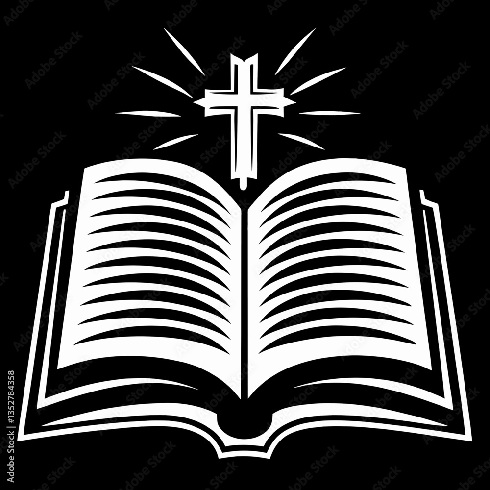 Open Bible with Cross Symbolizing Faith Open Bible with Cross Symbolizing Faith