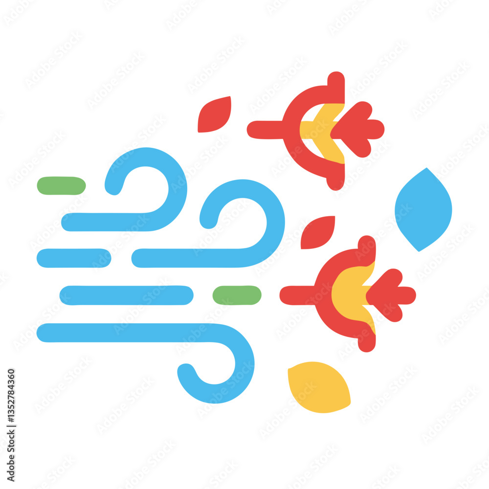 Colorful wind and flowers abstract illustration Colorful wind and flowers abstract illustration