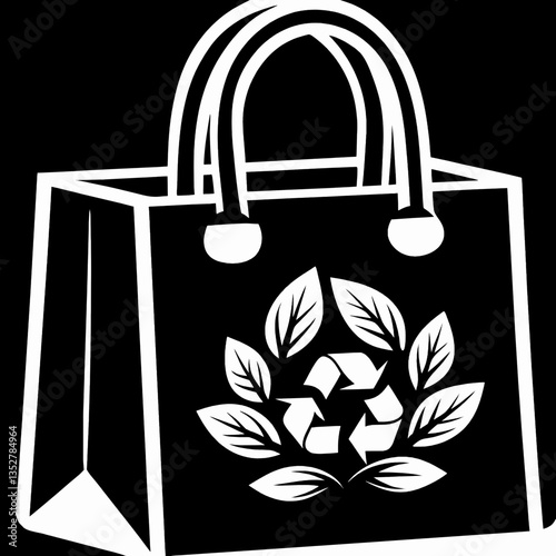 Eco-friendly reusable shopping bag with recycling symbol  