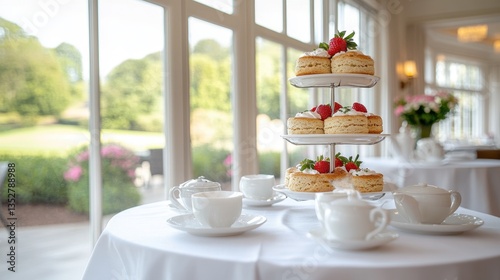 Wallpaper Mural A beautifully styled high tea setup with scones featuring elegant tableware delicious treats and a charming atmosphere for delightful gatherings Torontodigital.ca