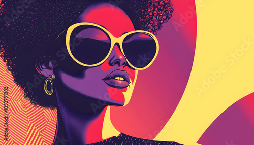 Vintage 90s nineties trend poster with woman