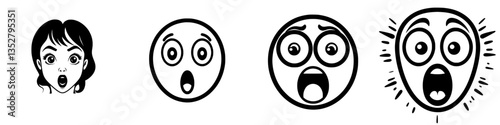 Expressions of surprise captured in various cartoon faces showcasing emotions and reactions