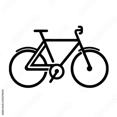 Bicycle illustration depicting the design and structure with a minimalist style on a white background