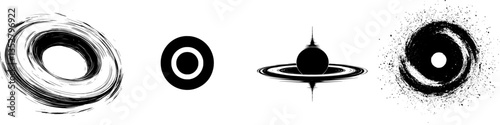 Artistic representations of celestial objects showcasing various cosmic formations and styles