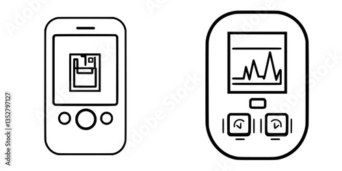 Smartphone and smartwatch display interactive health tracking graphics in minimalist design
