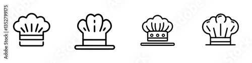 Different styles of chef hats displayed on a white background, showcasing culinary tradition and creativity in cooking attire