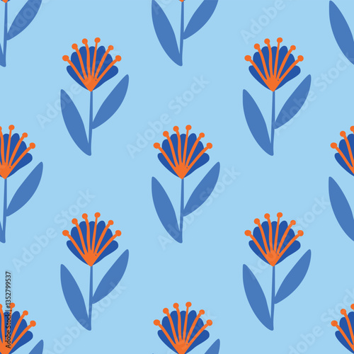 Fun folk repeat floral pattern