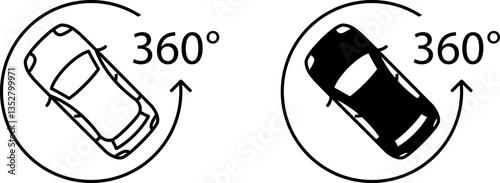 360 car overview icon, vector illustration