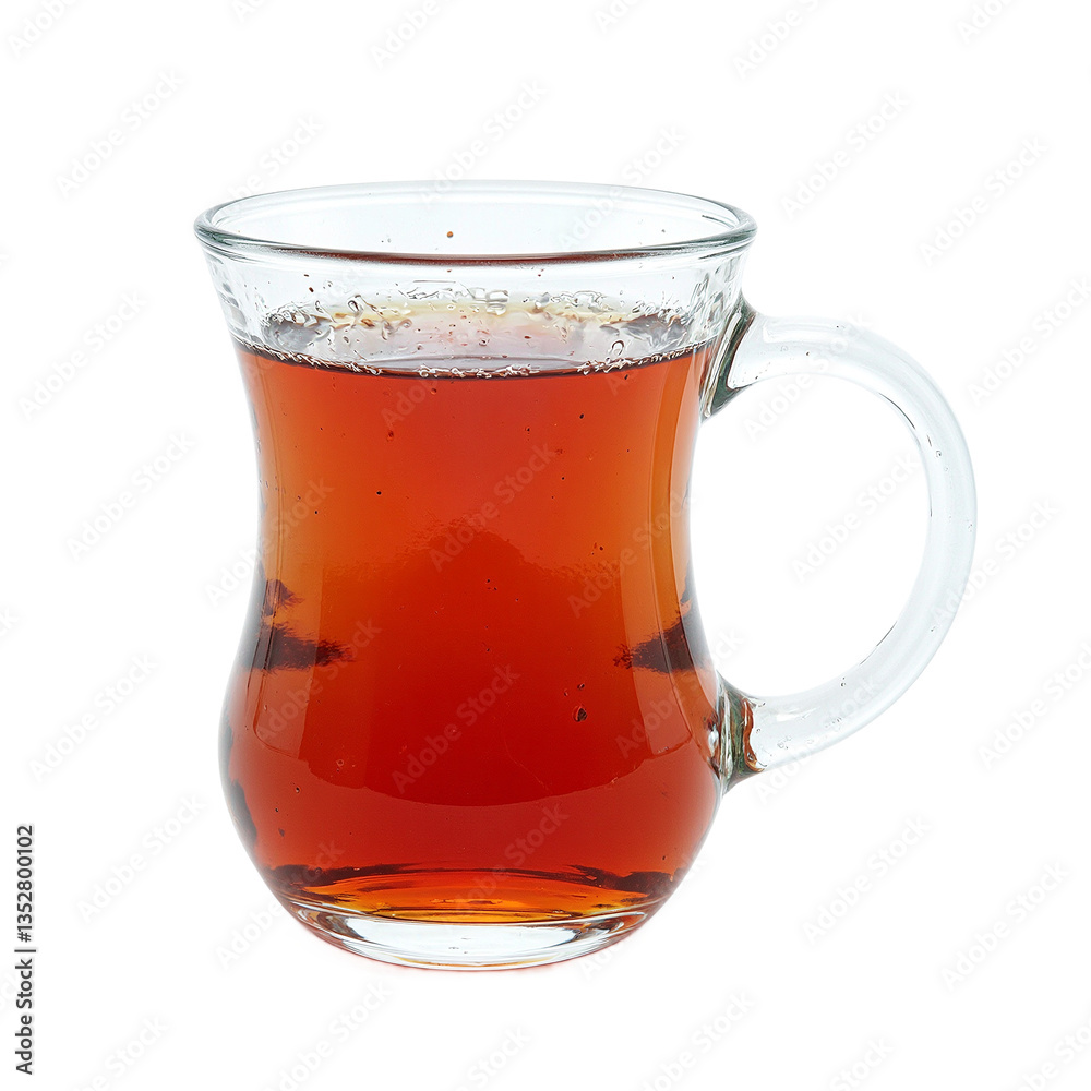 A refreshing glass of black tea in a clear mug highlighting its vibrant amber hue Perfect for beverage or relaxation concepts A refreshing glass of black tea in a clear mug highlighting its vibrant amber hue Perfect for beverage or relaxation concepts