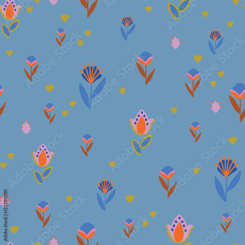 Fun folk repeat floral pattern