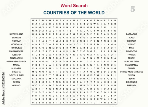 Word search puzzle game (Word find game) Countries of the World series 05