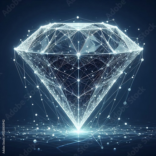 Vector abstract image of a diamond consisting of points, lines and shapes low poly illustration