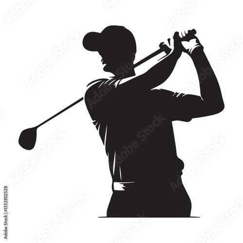 golfer silhouette on white background