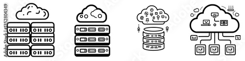 Cloud computing icons representing data storage and management solutions for modern businesses and organizations