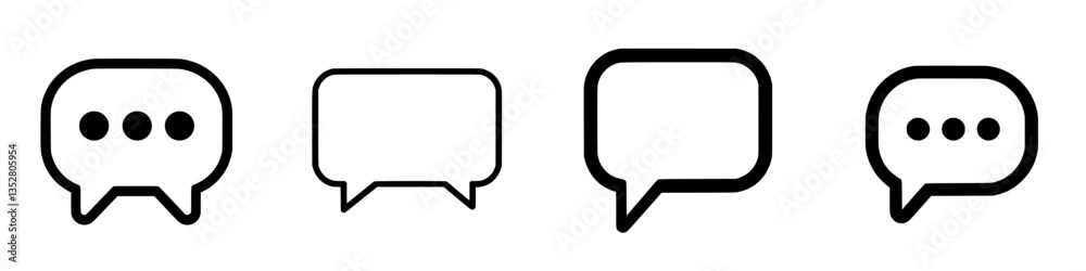 Various styles of speech bubbles showcased in a simple design on a white background for graphic use Various styles of speech bubbles showcased in a simple design on a white background for graphic use