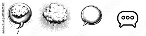 Creative and expressive speech bubbles with various styles and effects displayed in a simplistic design