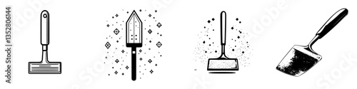 Various Hand Tools for DIY Projects Displayed with Creative Designs in Black and White