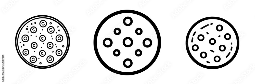 Different styles of round cookies with varying sizes of chocolate chips on a clean white background Different styles of round cookies with varying sizes of chocolate chips on a clean white background