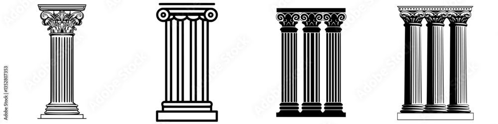 Obraz premium Classical columns showcasing different architectural styles in a historical design context