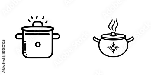 Cooking pots on a stove with steam rising during meal preparation