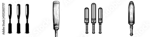 Selection of various vintage wooden paddles displayed against a white background for design inspiration and artistic purposes
