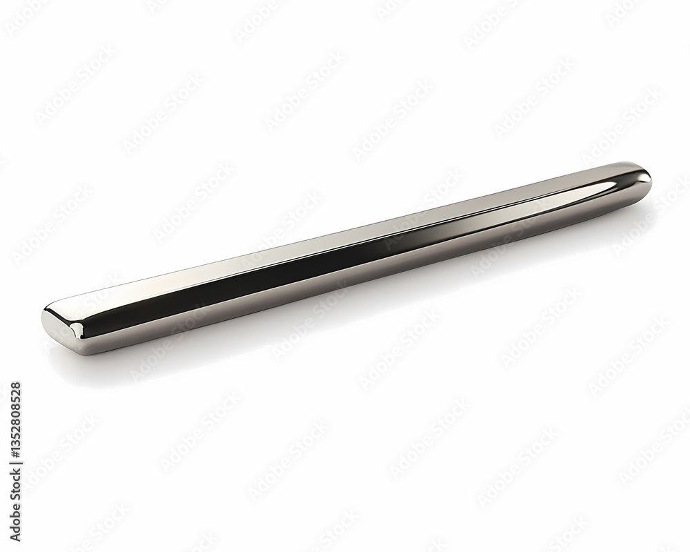 Polished silver tie bar with smooth surface captured in HD on white background Polished silver tie bar with smooth surface captured in HD on white background