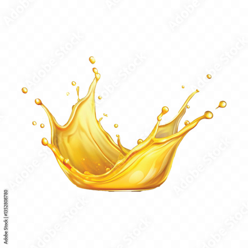 realistic 3d splash of yellow juice or liquid oil isolated on white background